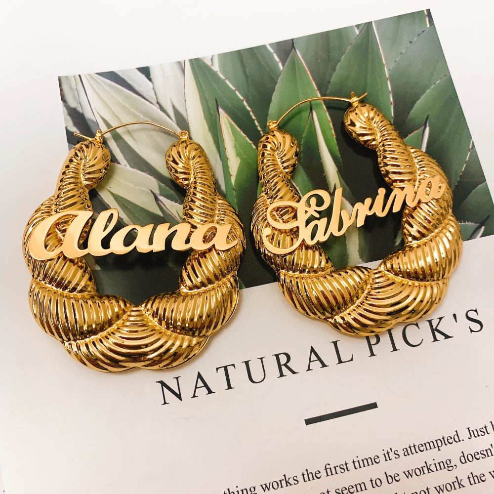Custom Vintage 90s 80s Earrings,Puffy Twist Hoops, Door Knockers Earrings