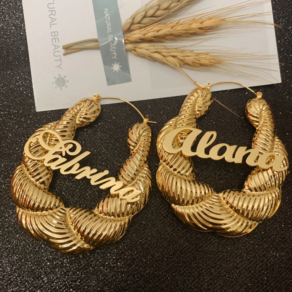 Custom Vintage 90s 80s Earrings,Puffy Twist Hoops, Door Knockers Earrings