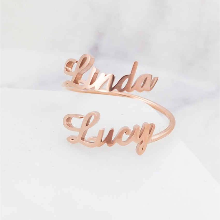 Anniversary Two Names Ring, Custom Couple Rings