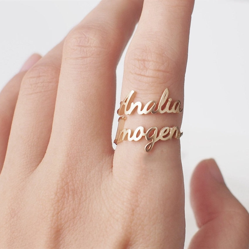 Anniversary Two Names Ring, Custom Couple Rings