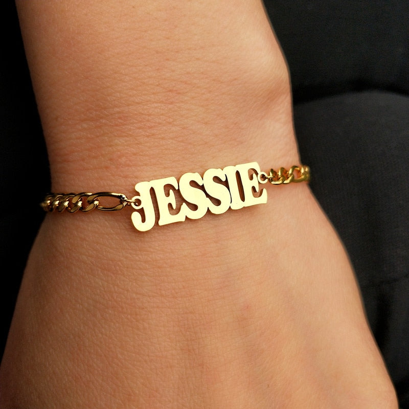 Ankle Bracelet, Custom Name Anklet, Figaro Chain, Anklets With Initial