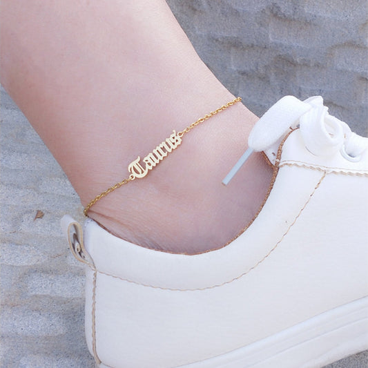 Zodiac Constellations Anklet, Custom Ankle Zodiac Signs Bracelet, Astrology Chain