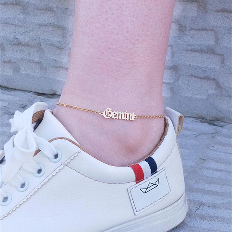 Zodiac Constellations Anklet, Custom Ankle Zodiac Signs Bracelet, Astrology Chain