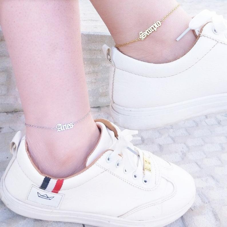 Zodiac Constellations Anklet, Custom Ankle Zodiac Signs Bracelet, Astrology Chain