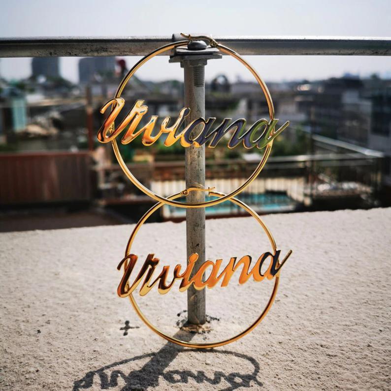 Custom Name Hoops, Name Earrings, Circle Hoop Earrings, Initial Earrings