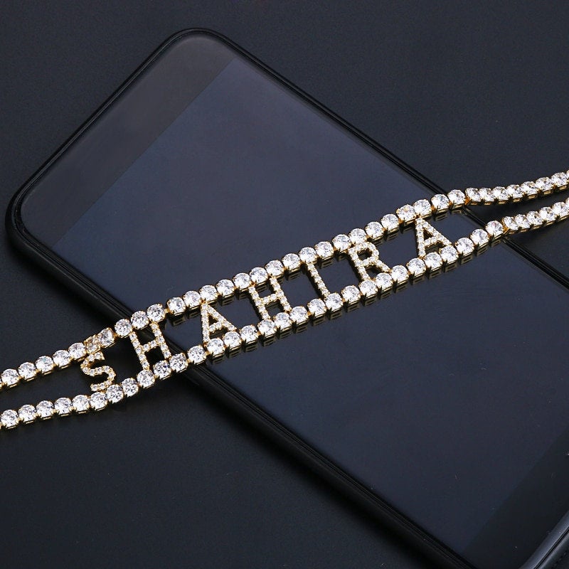 Layered CZ Diamond Choker, Personalized Initial Necklace, Crystal Choker