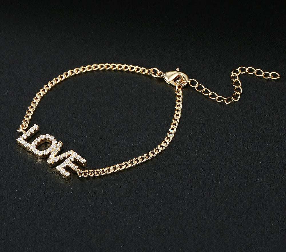 Personalized Name Bracelet, CZ Diamond Bracelet, Zircon Gemstone Bracelet