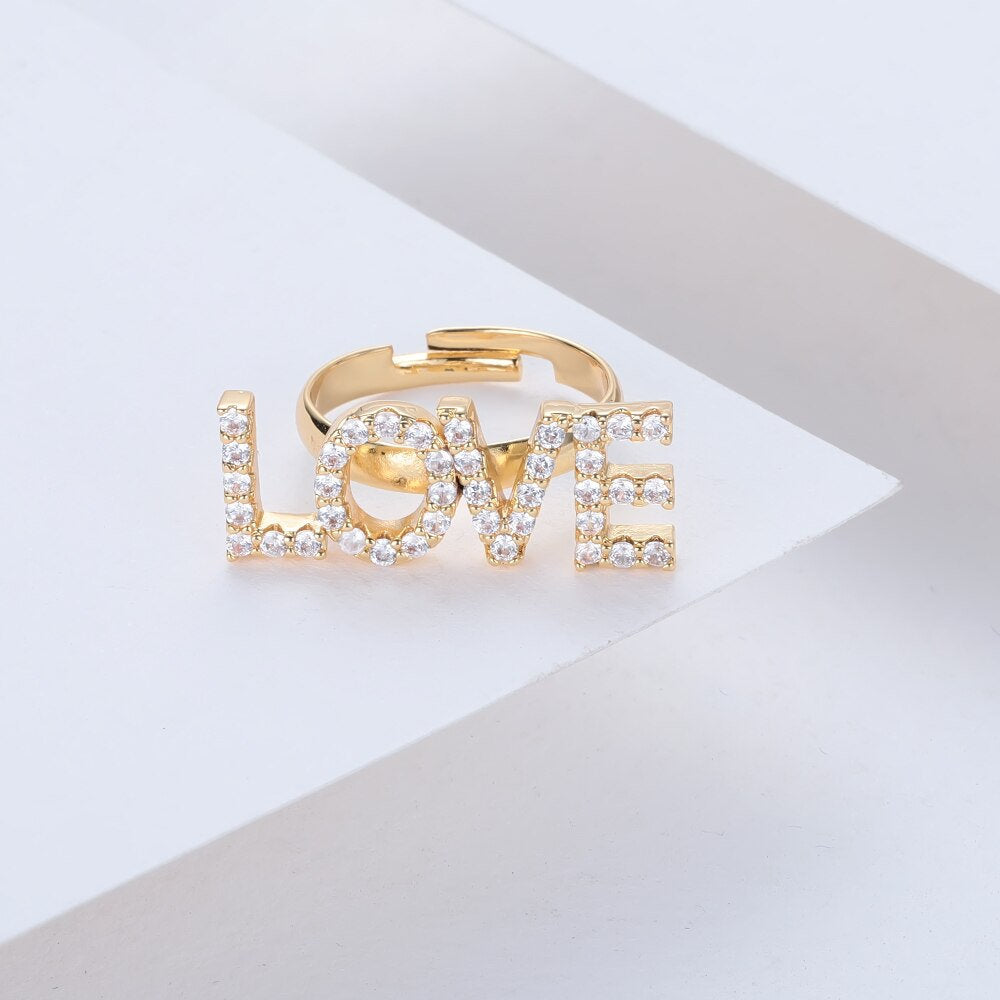 Crystal Anniversary Name Ring, Wedding Rings, CZ Diamond Ring