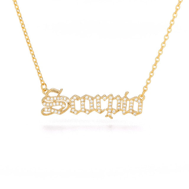 Personalized Zodiac Sing Necklace, Crystal Zodiac Constellations Pendant