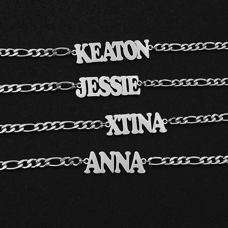 Ankle Bracelet, Custom Name Anklet, Figaro Chain, Anklets With Initial