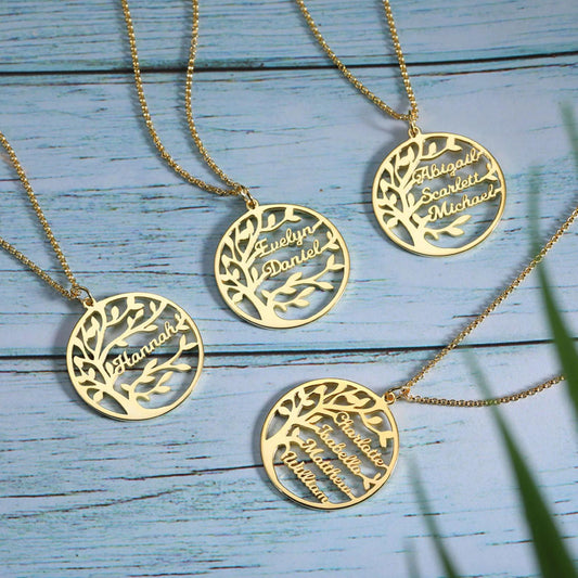 Family Tree Necklace, Multiple Names Necklace, Engraved Mom Gift