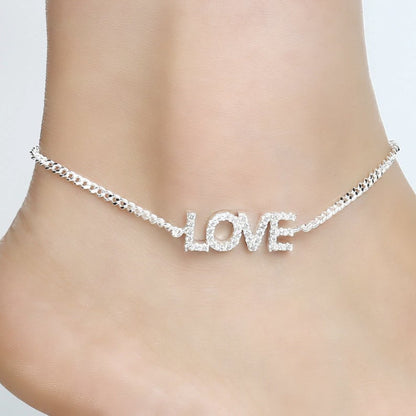 Diamond Name Ankle Bracelet - Custom Initial Anklet - Boho Style