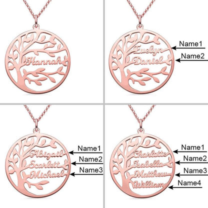 Family Tree Necklace, Multiple Names Necklace, Engraved Mom Gift