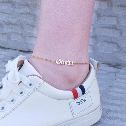 Zodiac Constellations Anklet, Custom Ankle Zodiac Signs Bracelet, Astrology Chain