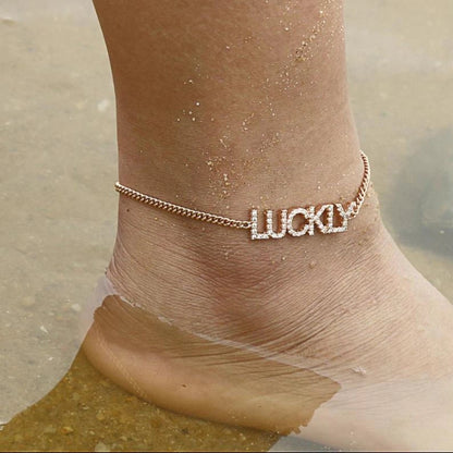 Diamond Name Ankle Bracelet - Custom Initial Anklet - Boho Style