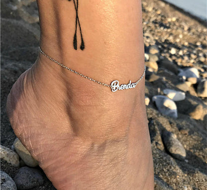 Custom Ankle Name Bracelet, Personalized Initial Anklet, Name On Anklets