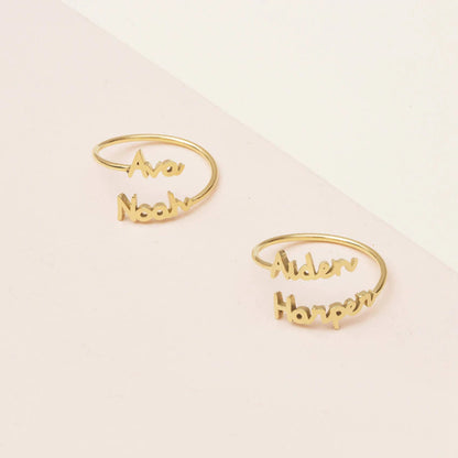 Anniversary Two Names Ring, Custom Couple Rings