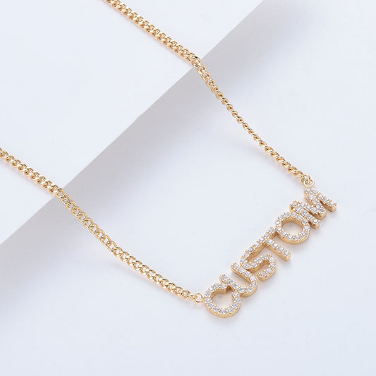 Diamond Name Necklace, Personalized CZ Initial Necklace, Gift For Her