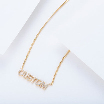 Diamond Name Necklace, Personalized CZ Initial Necklace, Gift For Her